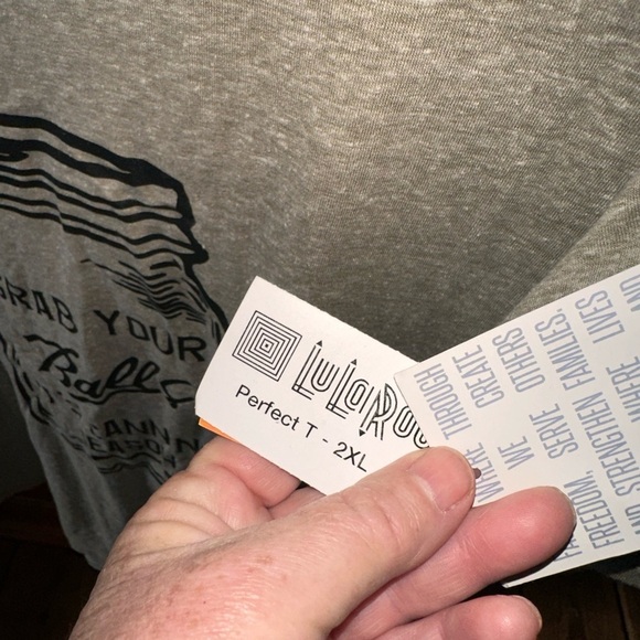 Lularoe Custom 2X khaki heather Perfect T. “Grab Your Balls It’s Canning season” - Picture 4 of 6
